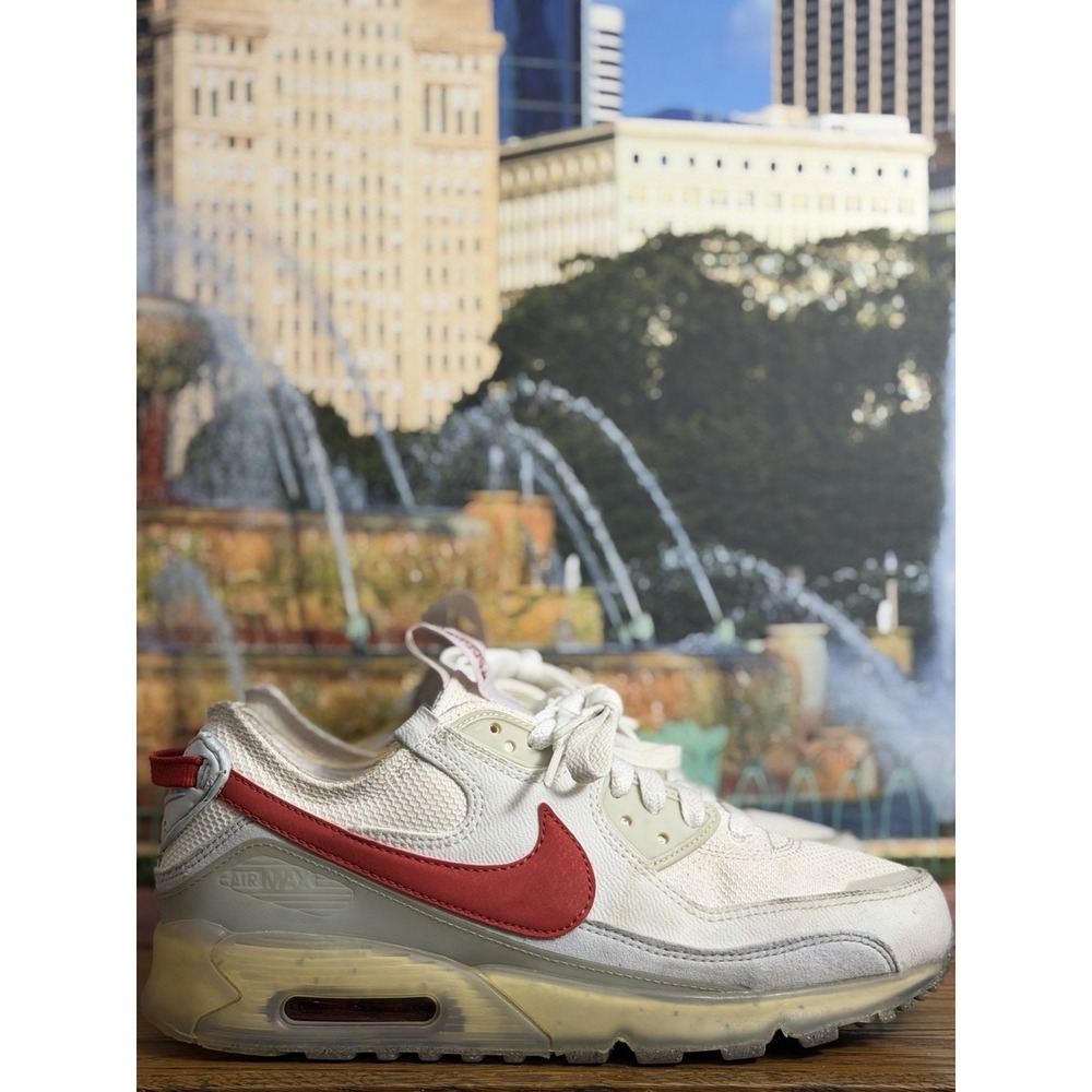 Nike Air Max Terrascape 90 Men Size 8.5 DQ3987-100 Summit White Red Shoes